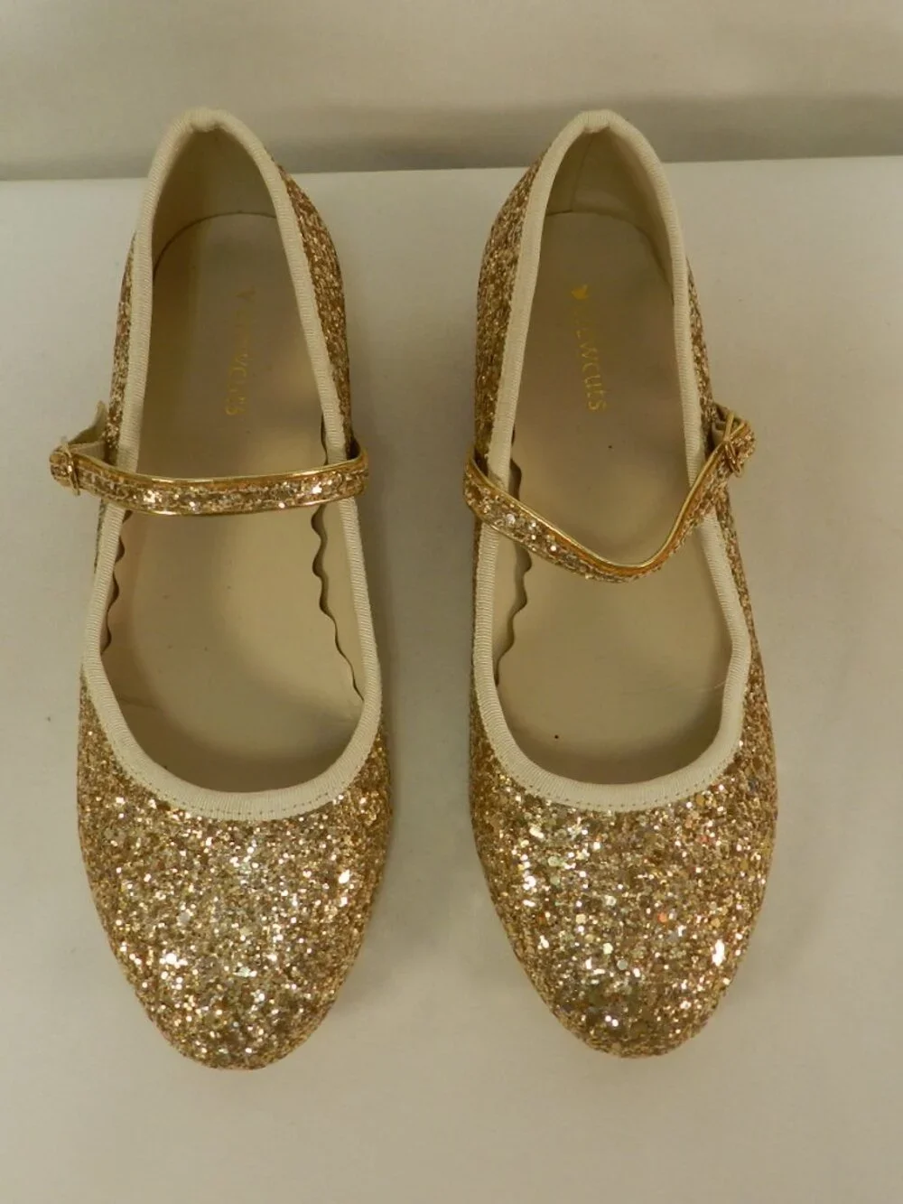 Crewcuts Glitter Gold & Silver Mary Jane shoes J. Crew Girls Occasion Size Sz 5
